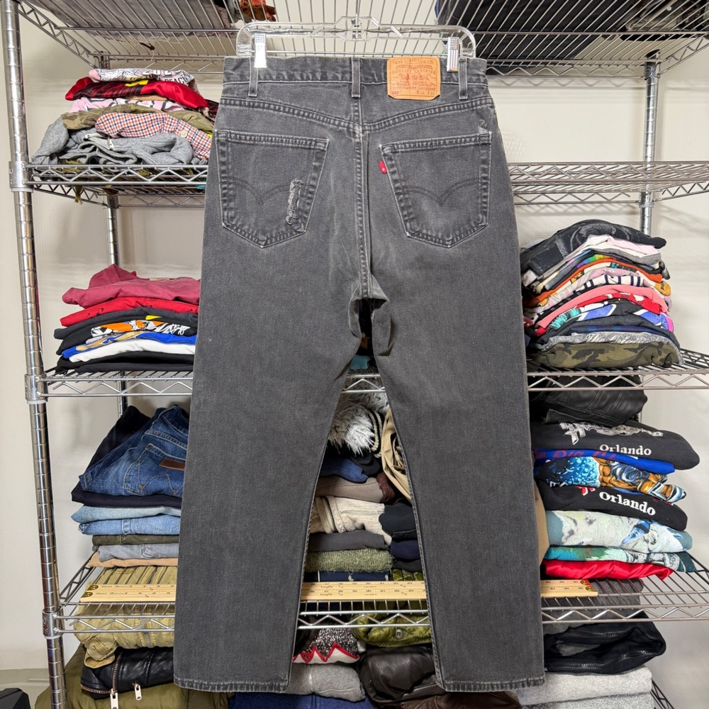 Vintage Levi's 505 Faded Black Jeans Mens 34x30 Fit (32x30) Denim Distressed